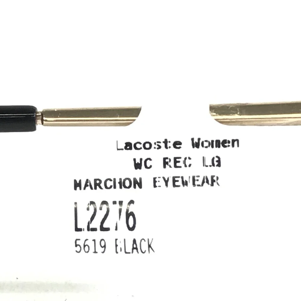 Lacoste Eyeglasses Frames L2276 001 Black Gold Cat Eye Full Rim 56-19-140